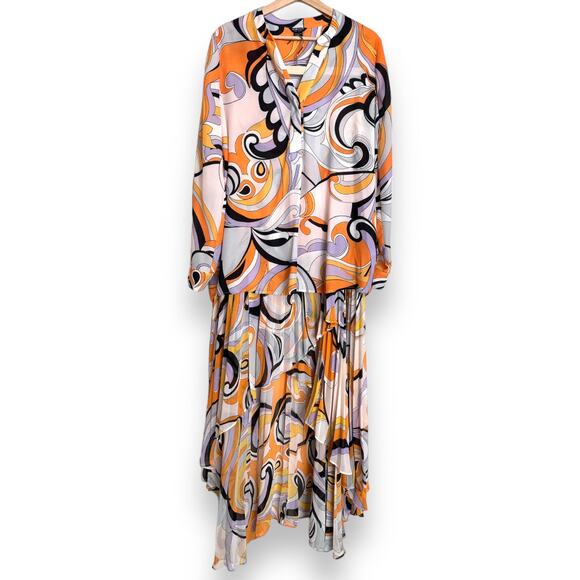 Marciano Mulitcolor Two Piece Retro 70's Blouse and Maxi Skirt Set Women's M - Picture 1 of 16